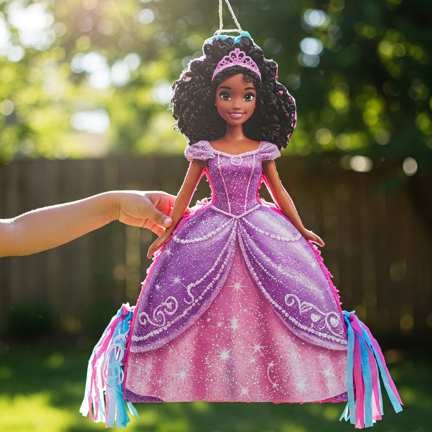 Black Barbie African American Princess 24" Piñata with Stick & Blindfold Birthday Party Gift