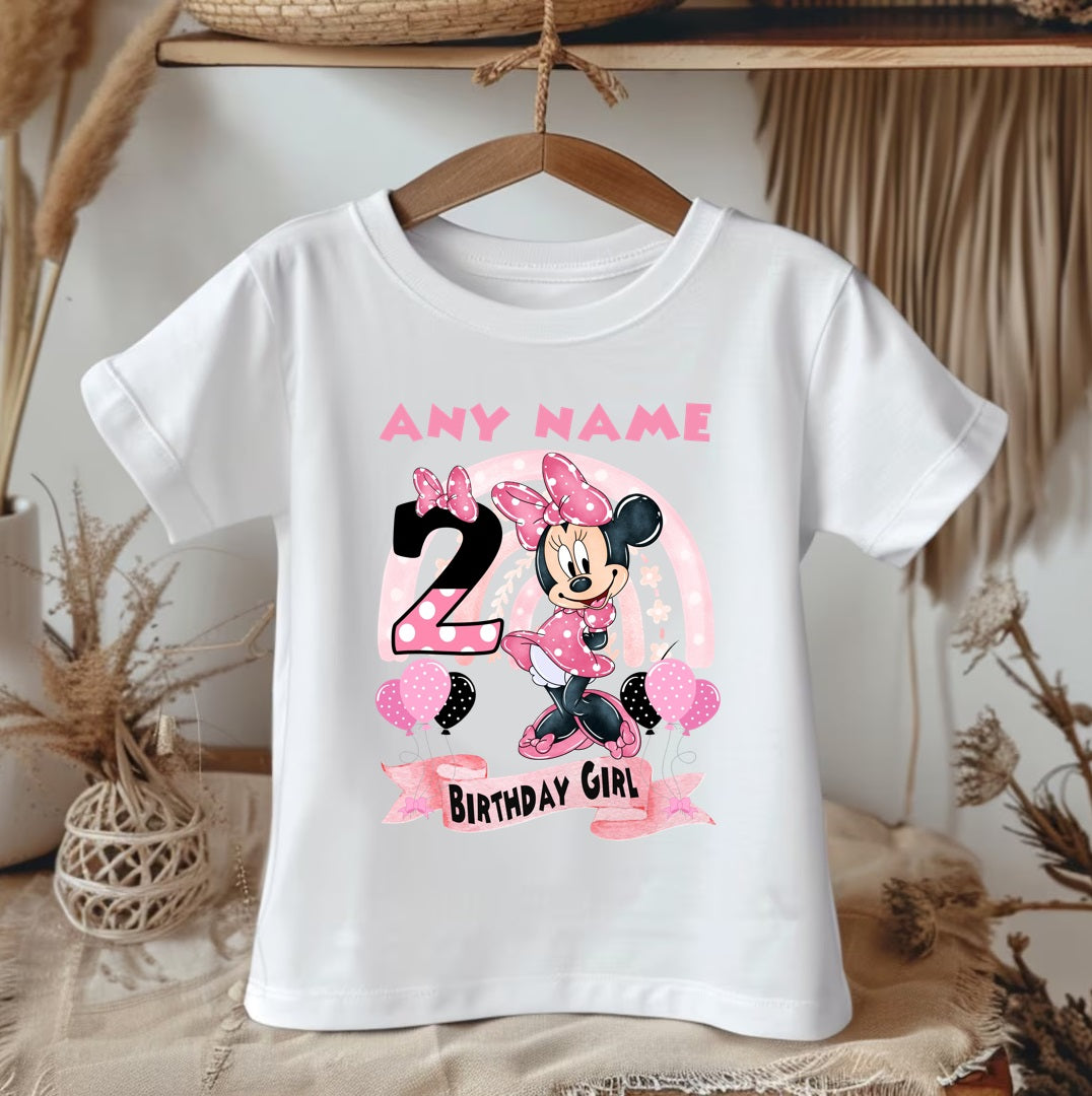 All Sizes Minnie Mouse Custom Personalized Name Birthday Pink White Black Ribbon Sewn Tutu Outfit Set Dress