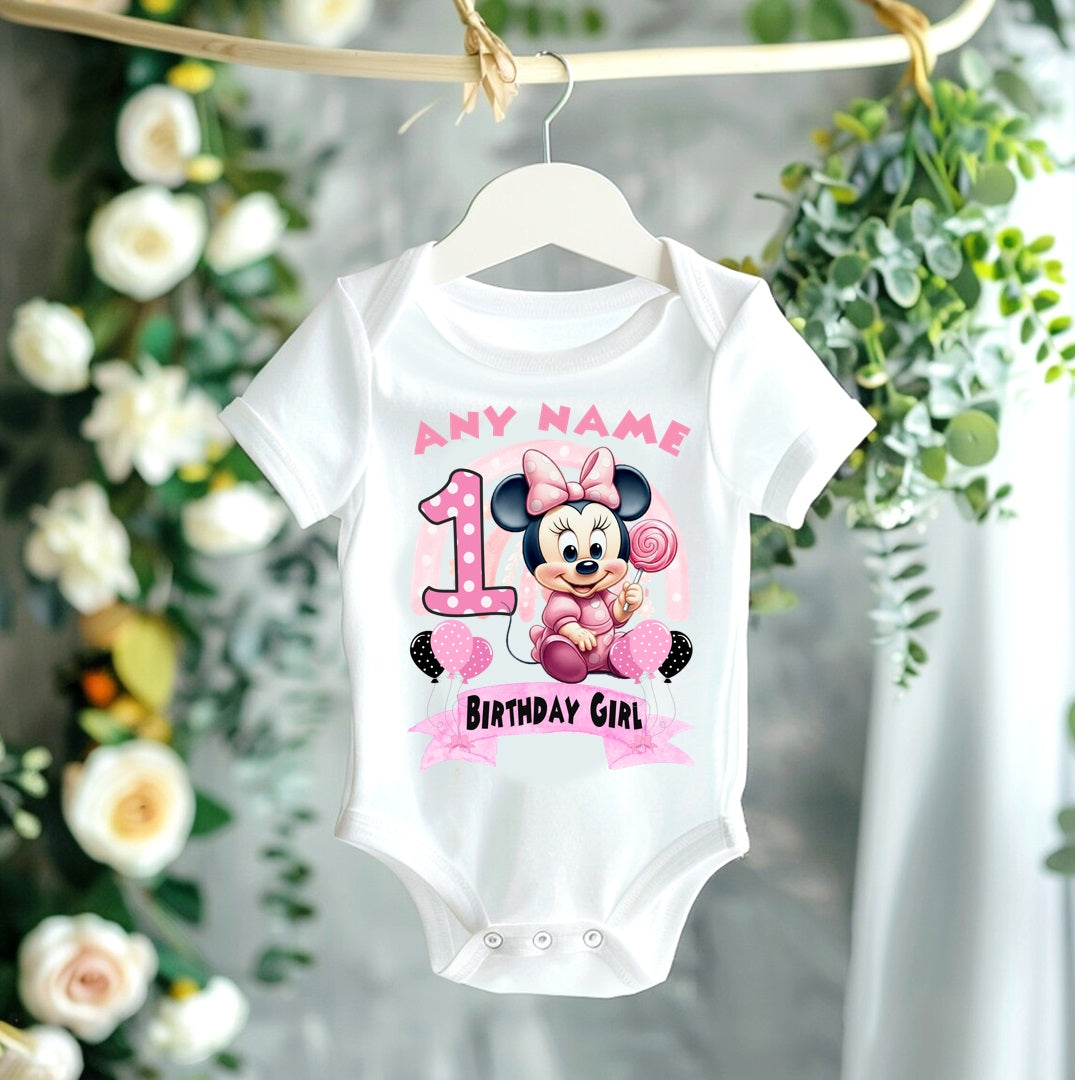 All Sizes Baby Minnie Mouse Custom Personalized Name Pink Black Hot Pink Ribbon Sewn Tutu Outfit Set Dress