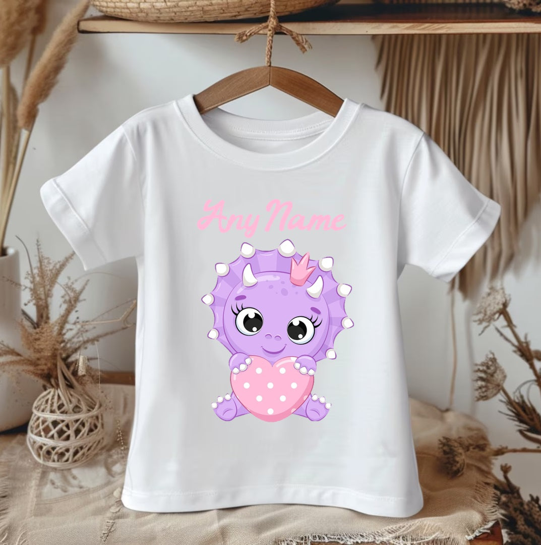 All Sizes Cute Little Purple Dinosaur Custom Personalized Name Pink Blue Purple Ribbon Sewn Tutu Outfit Set Dress