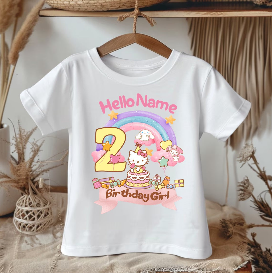 All Sizes Hello Kitty Custom Personalized Name Birthday Pink White Gold Ribbon Sewn Tutu Outfit Set Dress