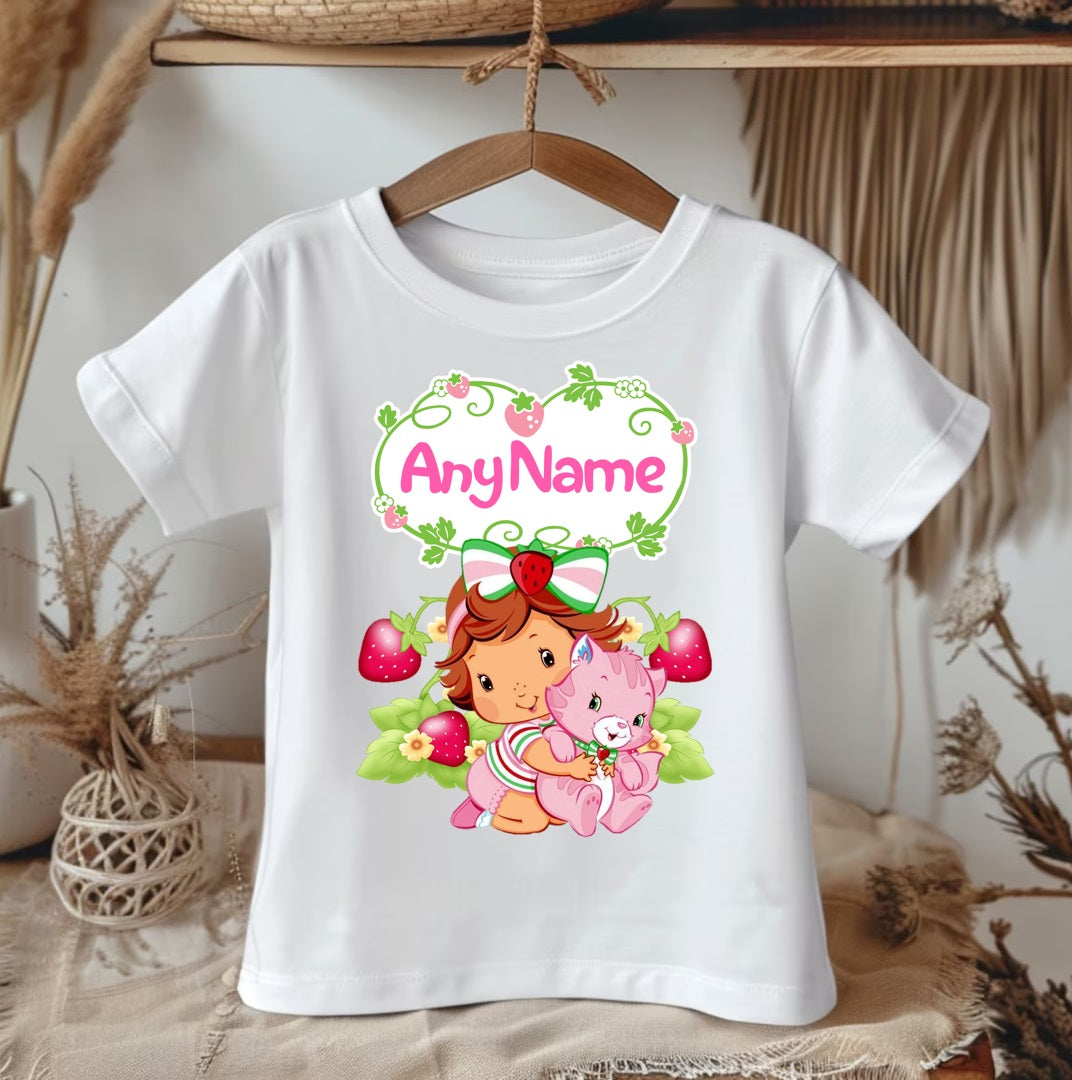 All Sizes Strawberry Shortcake Baby Custom Personalized Name Red Pink Gold Ribbon Sewn Tutu Outfit Set Dress