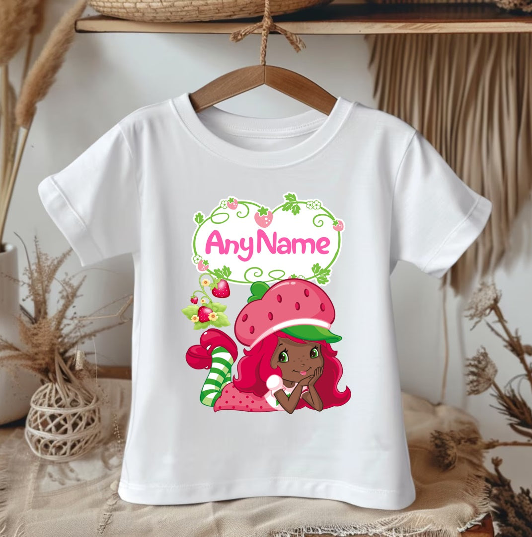 All Sizes Strawberry Shortcake Black African American Custom Personalized Name Red Pink Gold Ribbon Sewn Tutu Outfit Set Dress
