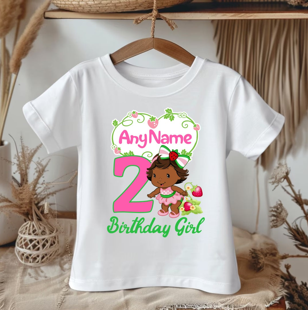 All Sizes Strawberry Shortcake Baby Black African American Custom Personalized Name Birthday Red Pink Gold Ribbon Sewn Tutu Outfit Set Dress