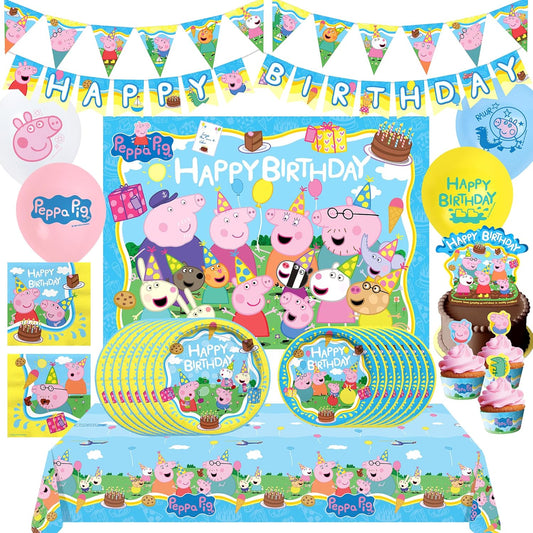 Peppa Pig Birthday Party Supplies Decorations - Tableware, Cups, Plates, Napkins, Banners and More