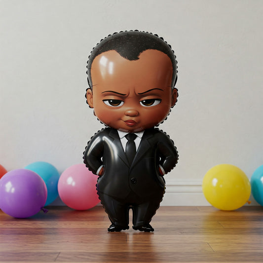 Black African American Boss Baby Boy 4 Foot Foil Balloon Birthday Party Gift