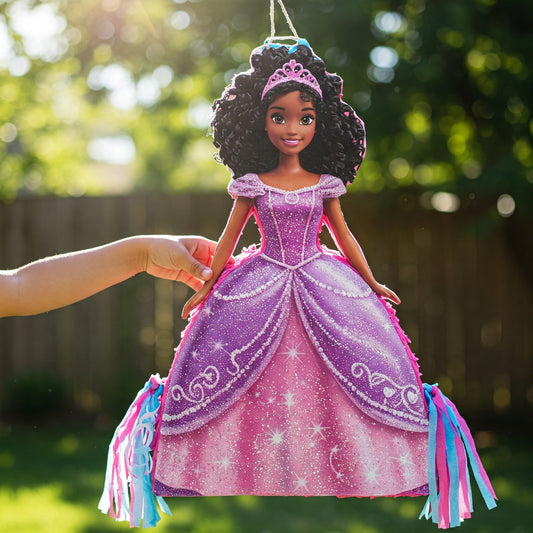Black Barbie African American Princess 24" Piñata with Stick & Blindfold Birthday Party Gift