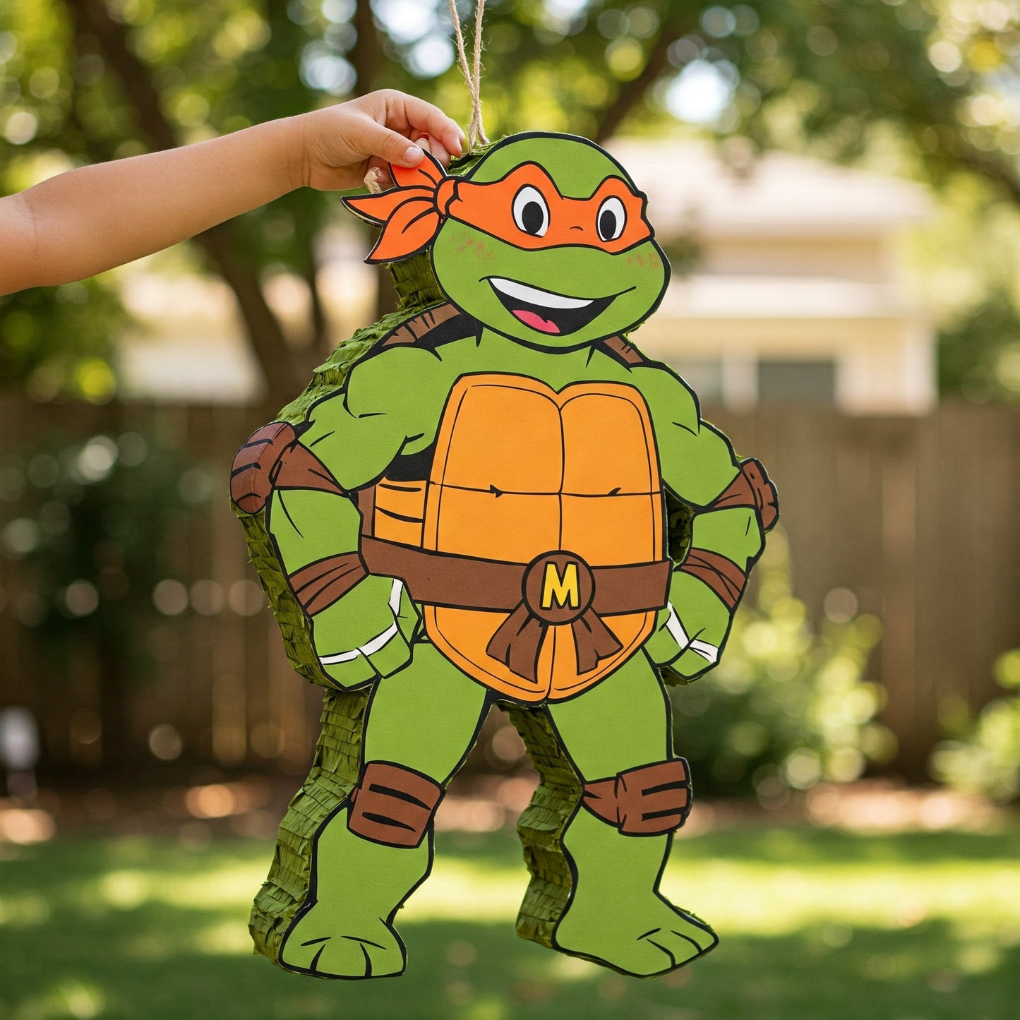 TMNT Ninja Turtles Michelangelo Mikey 24" Piñata with Stick & Blindfold Birthday Party Gift