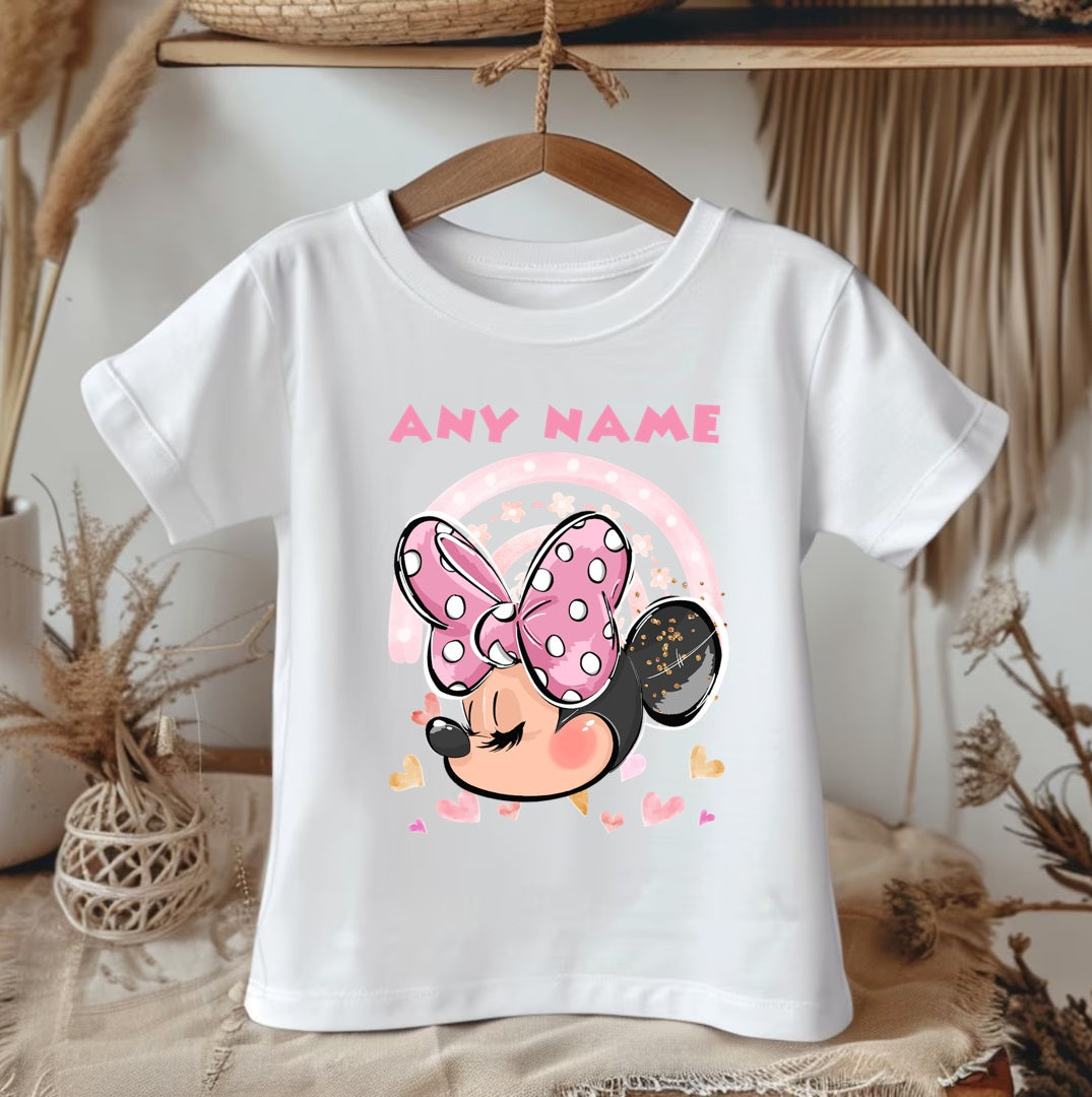 All Sizes Minnie Mouse Custom Personalized Name Pink Hot Pink Gold Ribbon Sewn Tutu Outfit Set Dress