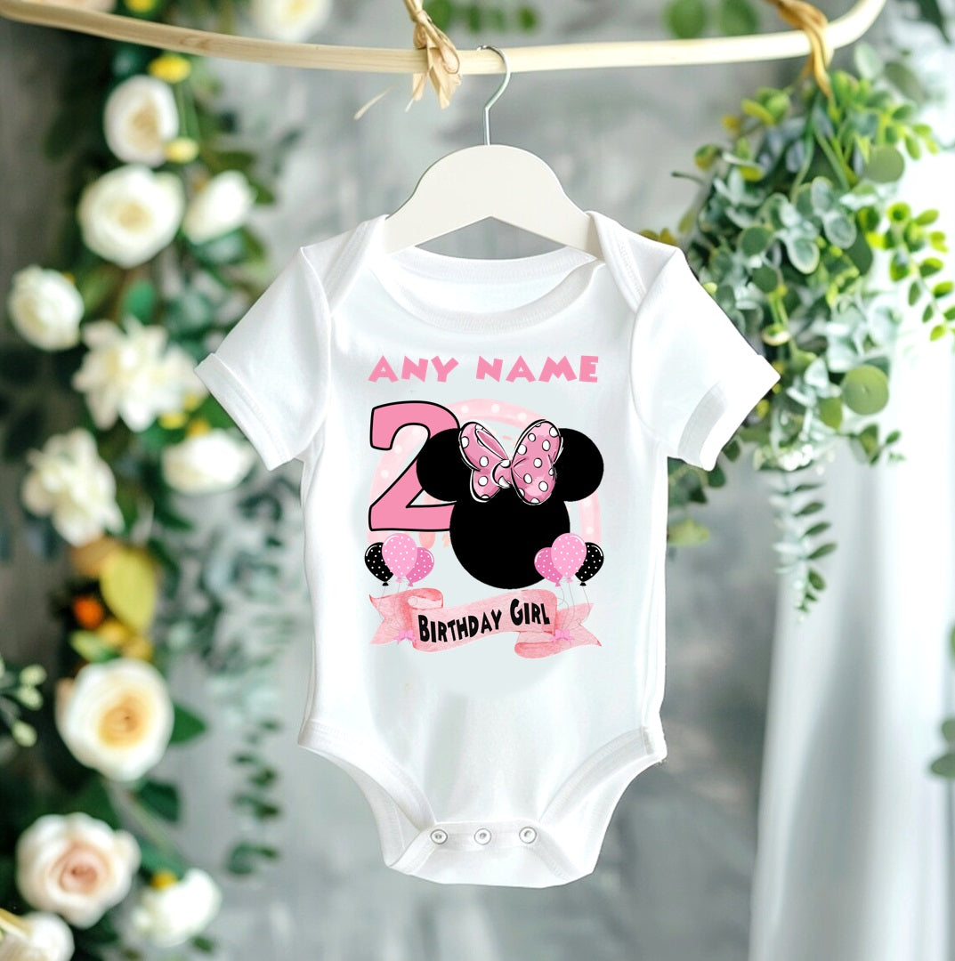 All Sizes Minnie Mouse Pink Bow Custom Personalized Name Birthday Pink Hot Pink Gold Ribbon Sewn Tutu Outfit Set Dress