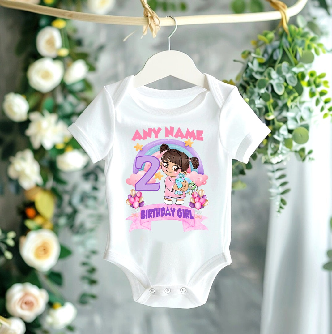 All Sizes Monsters Inc Boo Custom Personalized Name Birthday Rainbow Ribbon Sewn Tutu Outfit Set Dress