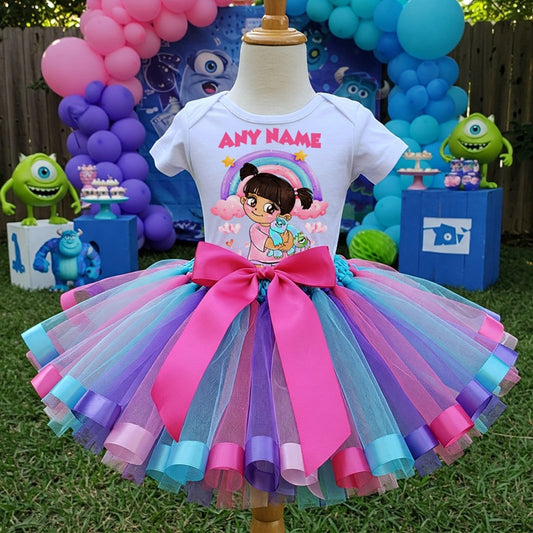 All Sizes Monsters Inc Boo Custom Personalized Name Pink Blue Purple Ribbon Sewn Tutu Outfit Set Dress