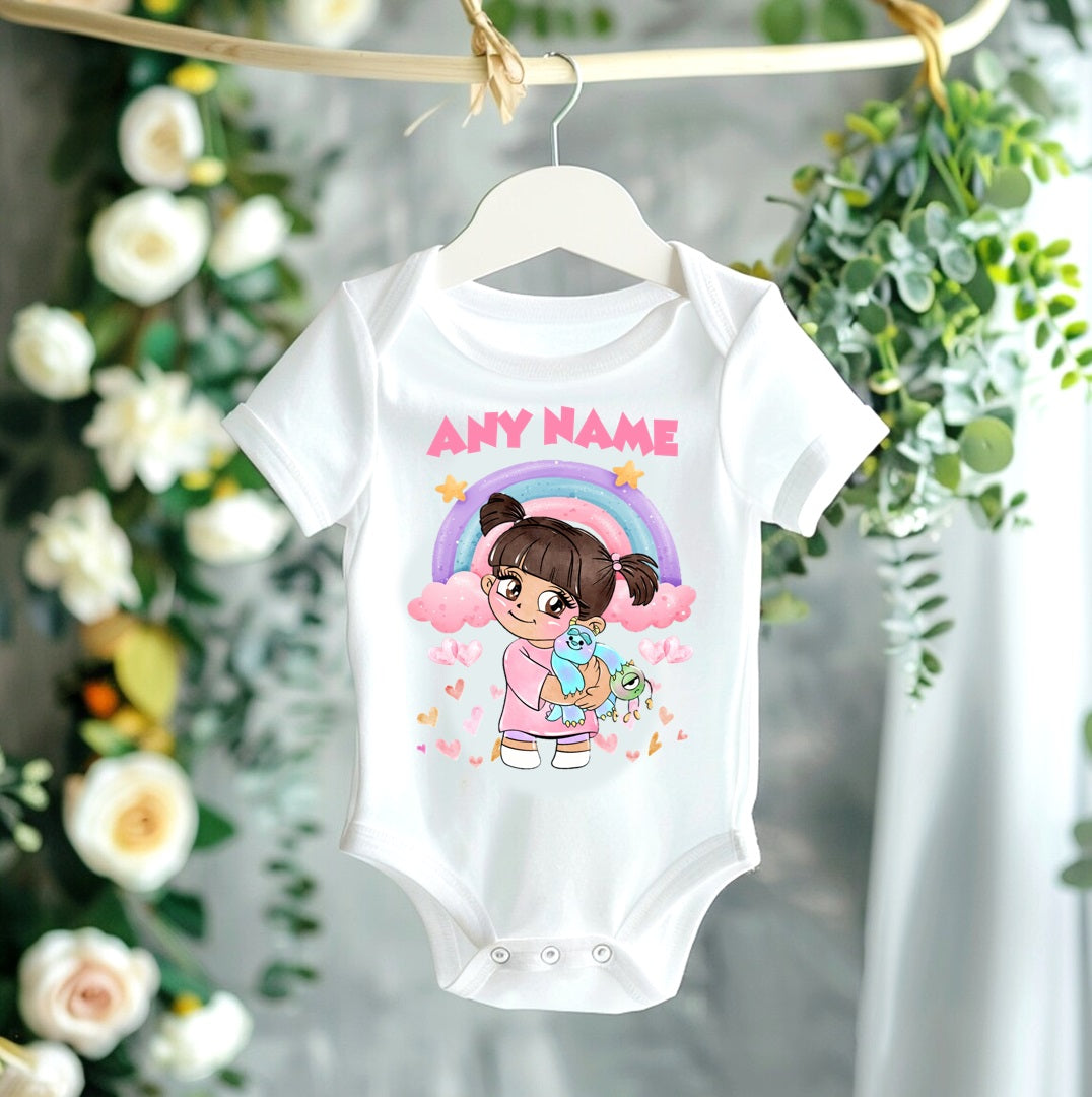 All Sizes Monsters Inc Boo Custom Personalized Name Rainbow Ribbon Sewn Tutu Outfit Set Dress