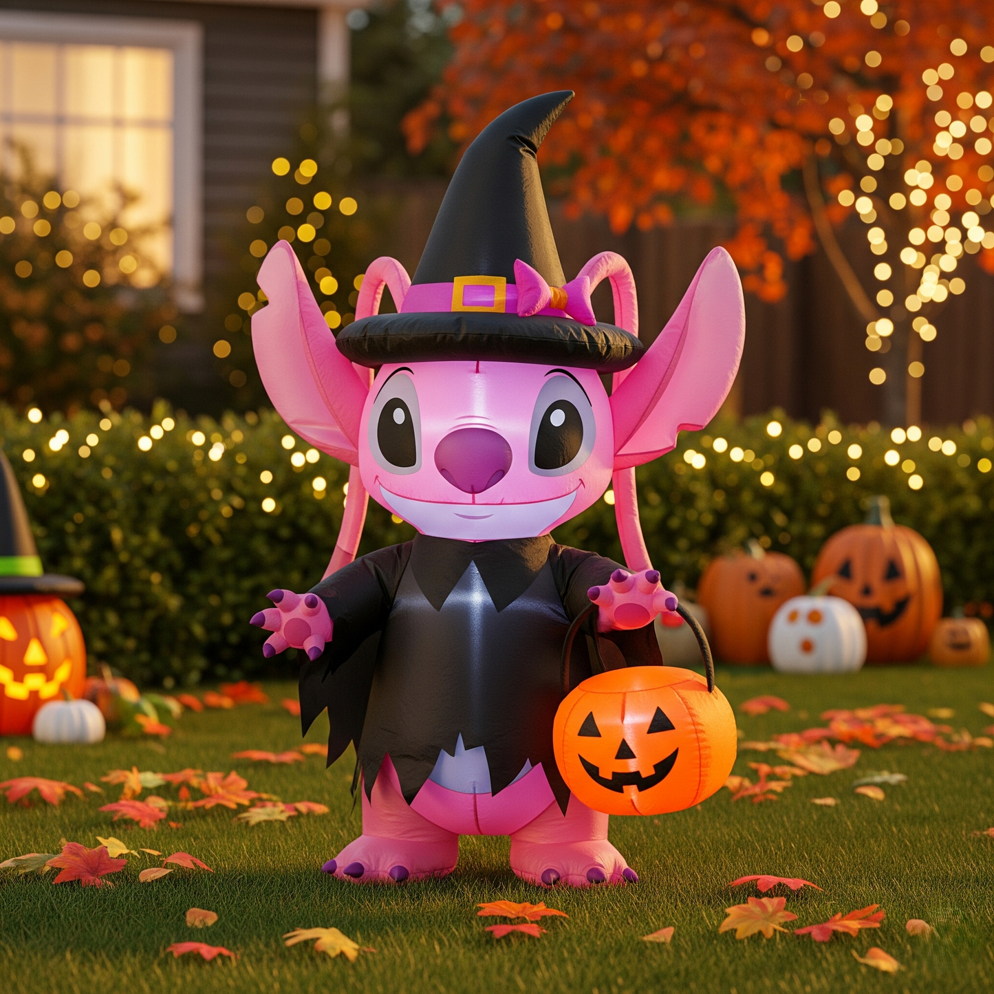Stitch Angel Alien Witch Costume 4 Foot Yard Inflatable Blow Up Halloween Party Gift