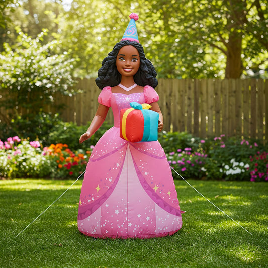 Black African American Princess Barbie 4 Foot Yard Inflatable Blow Up Birthday Party Gift