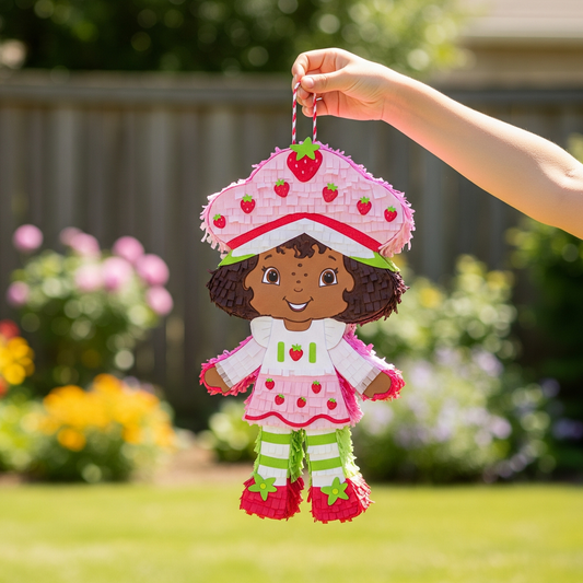 Black African American Strawberry Shortcake 24" Piñata with Stick & Blindfold Birthday Party Gift
