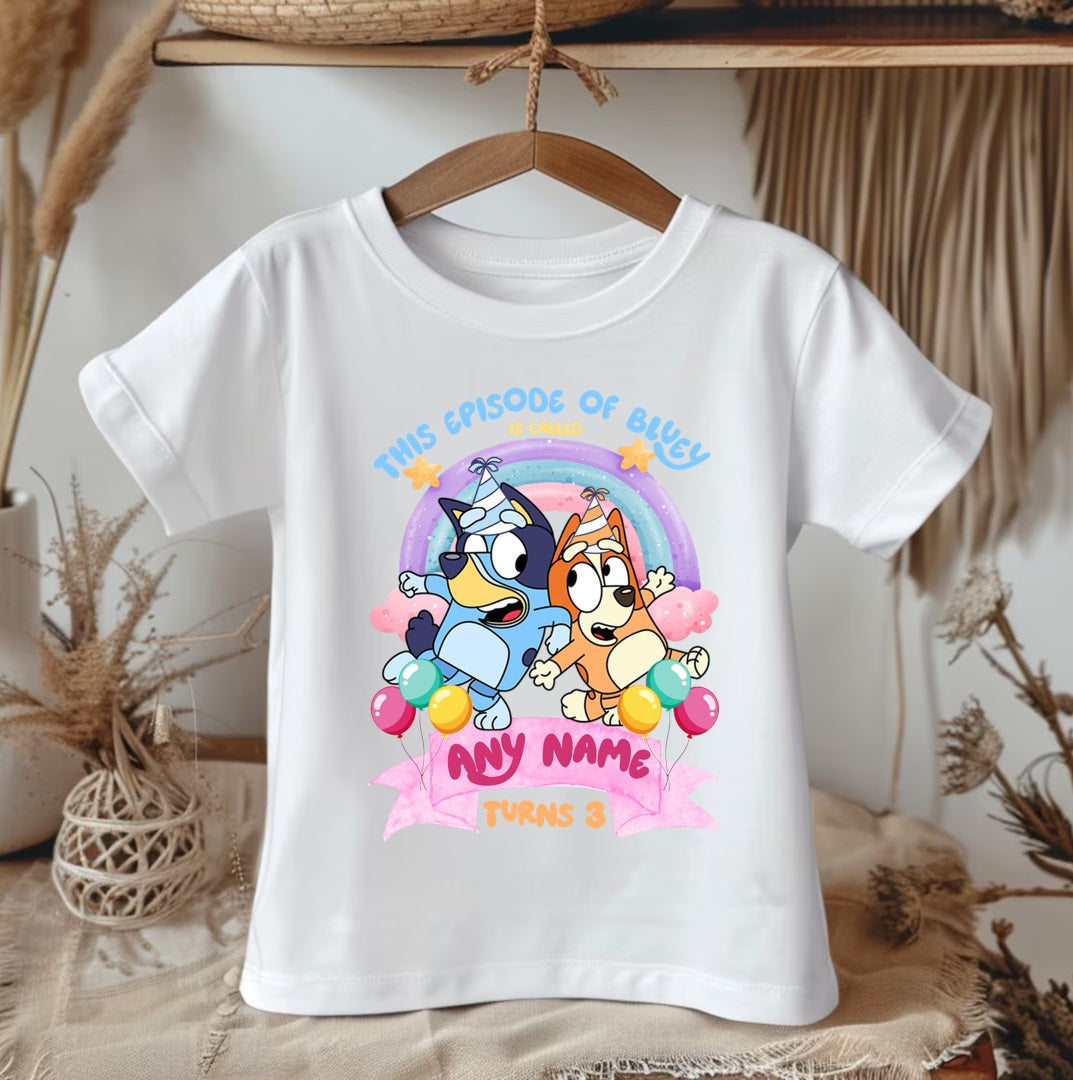 All Sizes Bluey & Bingo Custom Personalized Name Birthday Rainbow Ribbon Sewn Tutu Outfit Set Dress