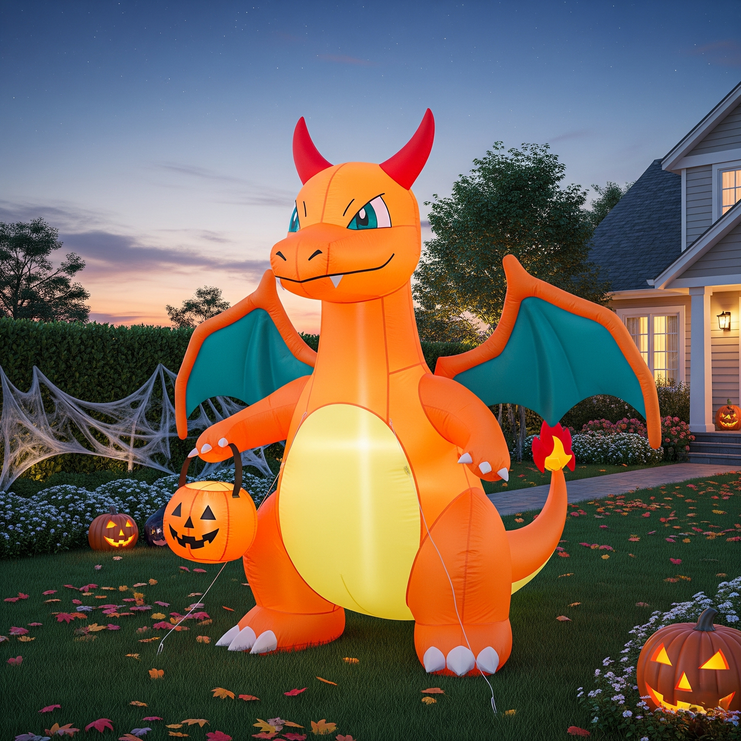 Pokemon Charizard Devil Costume 4 Foot Yard Inflatable Blow Up Halloween Party Gift