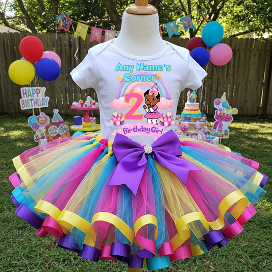 All Sizes Gracie's Corner Baby Cece Custom Personalized Name Birthday Rainbow Ribbon Sewn Tutu Outfit Set Dress