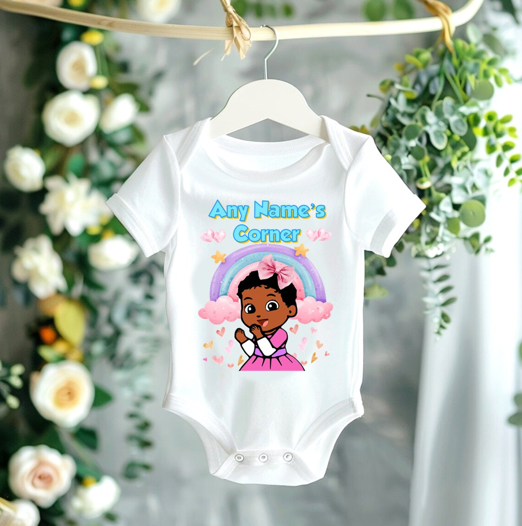 All Sizes CoComelon TV Girls Custom Personalized Name Pastel Rainbow Ribbon Sewn Tutu Outfit Set Dress