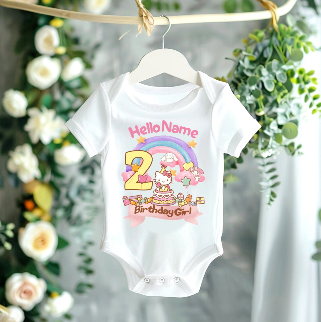 All Sizes Hello Kitty Custom Personalized Name Birthday Pink White Gold Ribbon Sewn Tutu Outfit Set Dress