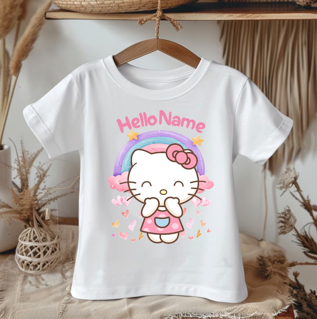 All Sizes Hello Kitty Custom Personalized Name Pink White Gold Ribbon Sewn Tutu Outfit Set Dress