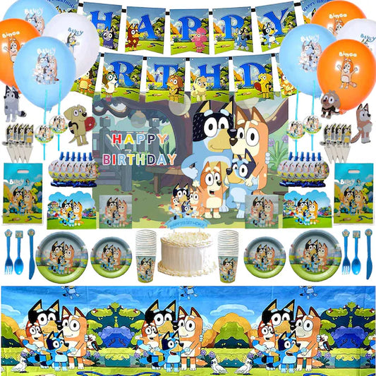 Bluey Heeller Dog Pup Birthday Party Supplies Decorations  - Tableware, Cups, Plates, Napkins, Banners and More