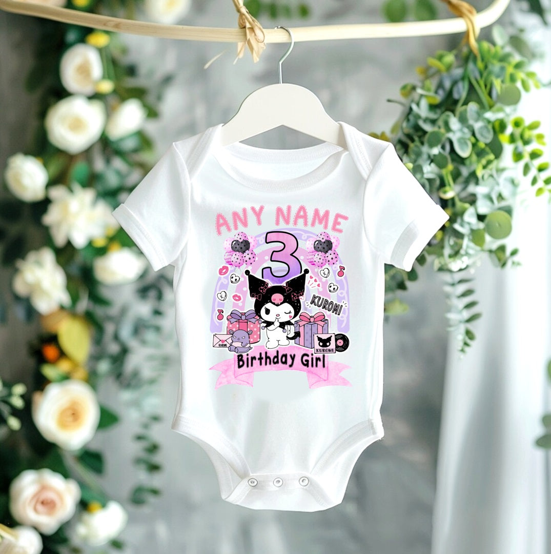 All Sizes Hello Kitty Kuromi Custom Personalized Name Birthday Pink White Black Ribbon Sewn Tutu Outfit Set Dress