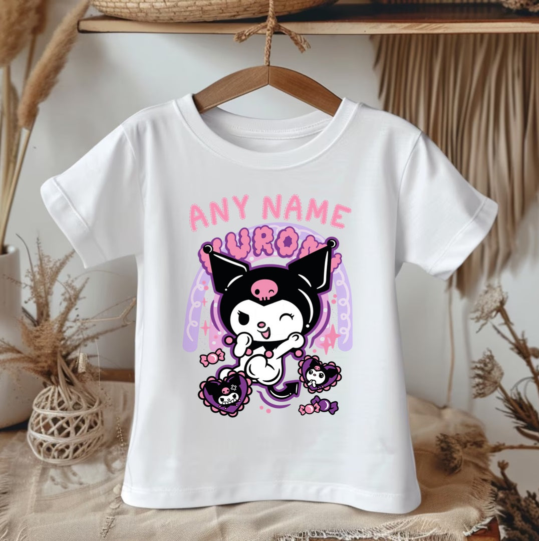 All Sizes Hello Kitty Kuromi Custom Personalized Name Pink White Black Ribbon Sewn Tutu Outfit Set Dress