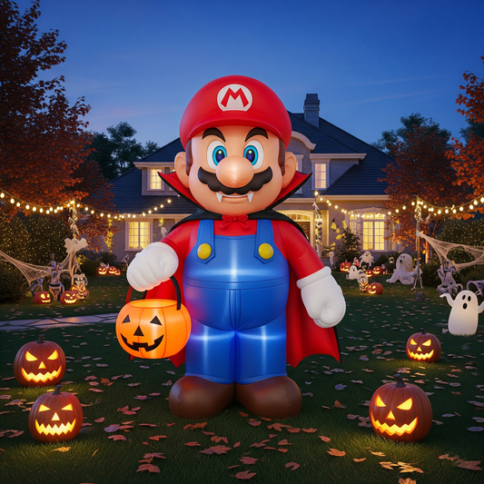 Super Mario Bros Mario Vampire Costume 4 Foot Yard Inflatable Blow Up Halloween Party Gift