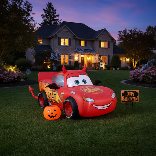 Cars Lightning McQueen Devil Costume 4 Foot Yard Inflatable Blow Up Halloween Party Gift