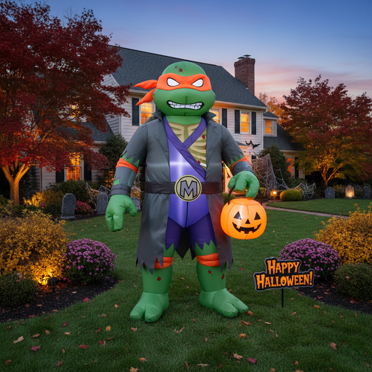 TMNT Ninja Turtles Michelangelo Mikey Mummy Costume 4 Foot Yard Inflatable Blow Up Halloween Party Gift