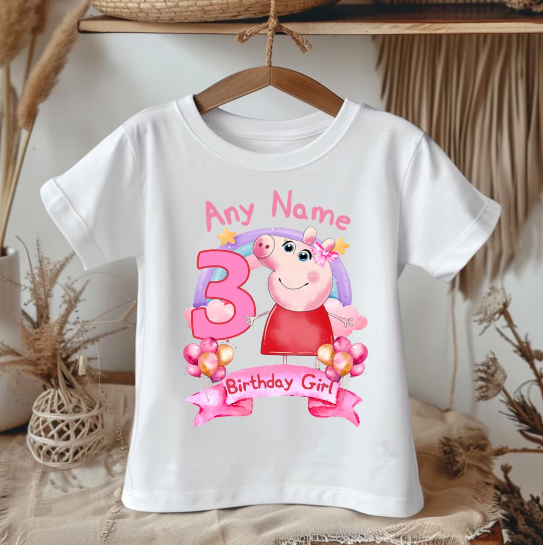 All Sizes Peppa Pig Custom Personalized Name Birthday Pink Red Gold Ribbon Sewn Tutu Outfit Set Dress