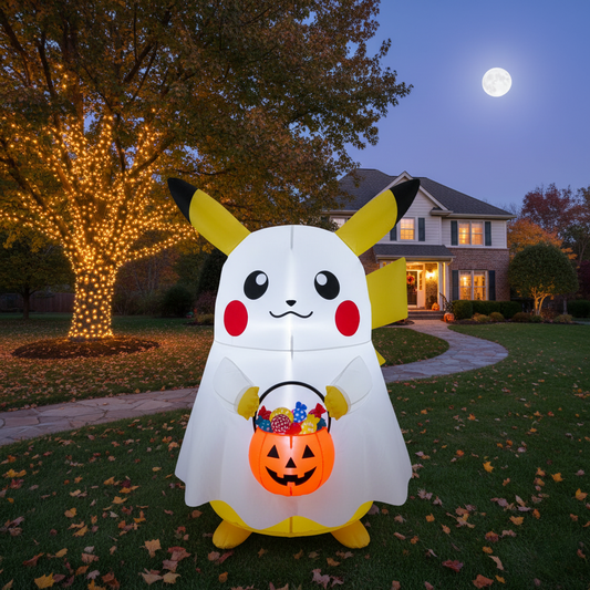 Pokemon Pikachu Ghost Costume 4 Foot Yard Inflatable Blow Up Halloween Party Gift