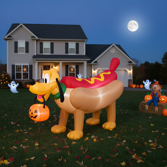 Mickey Mouse Clubhouse Pluto Hot Dog Costume 4 Foot Yard Inflatable Blow Up Halloween Party Gift