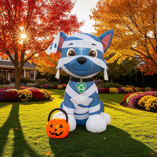 Paw Patrol Rocky Pup Dog Mummy Costume 4 Foot Yard Inflatable Blow Up Halloween Party Gift