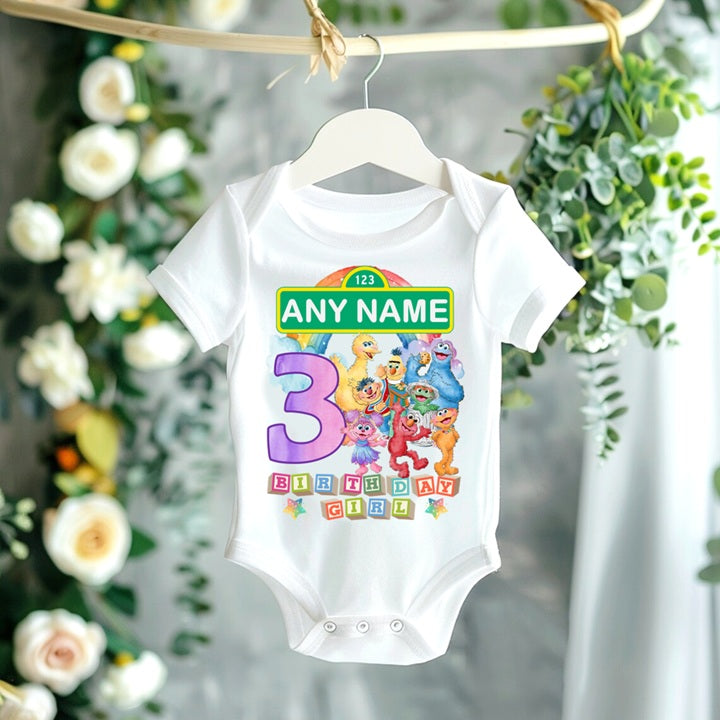All Sizes Sesame Street Custom Personalized Name Birthday Multicolor Ribbon Sewn Tutu Outfit Set Dress