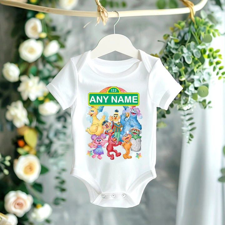 All Sizes Sesame Street Custom Personalized Name Rainbow Ribbon Sewn Tutu Outfit Set Dress