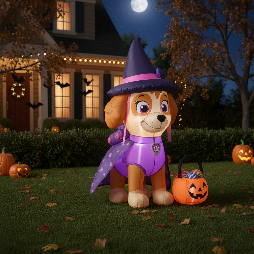 Paw Patrol Skye Pup Dog Witch Costume 4 Foot Yard Inflatable Blow Up Halloween Party Gift
