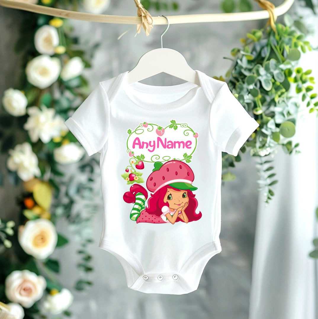 All Sizes Strawberry Shortcake Custom Personalized Name Red Pink Green Ribbon Sewn Tutu Outfit Set Dress