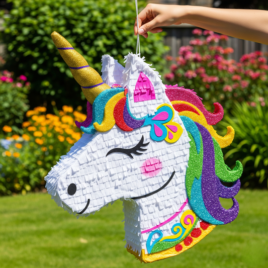 Magical Unicorn Face 24" Piñata with Stick & Blindfold Birthday Party Gift
