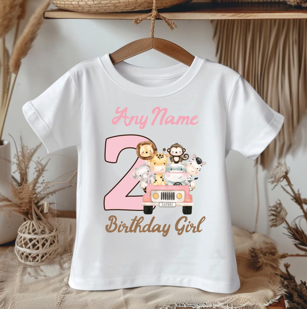 All Sizes Wild One Safari Animals Pink Custom Personalized Name Birthday Pink Brown Green Ribbon Sewn Tutu Outfit Set Dress